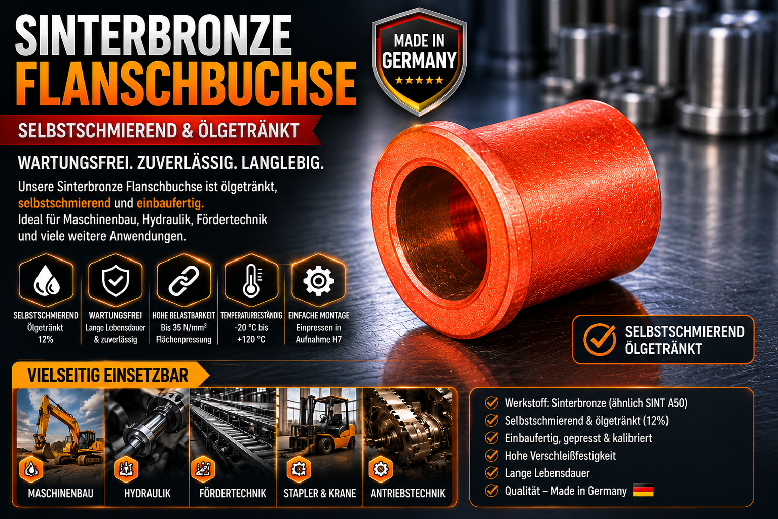 Bronze Flansch-Gleitlager 13 X 19 X 15 Mm – Selbs Produktbild-Vorschau 3